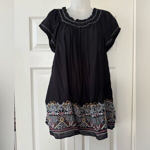 Max Studio Fluttered Short Sleeve Embroidered Detail Top NWT